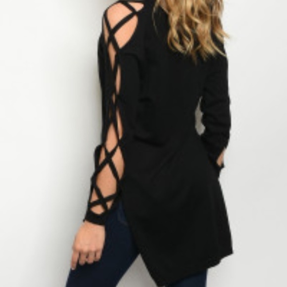 JORDAN Black Lace Sleeved women's Top - Picture 5 of 5